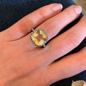 Citrine and diamond ring